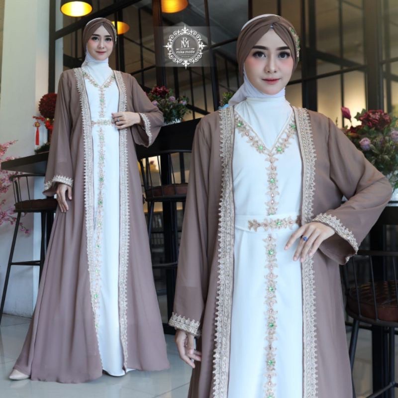 KAFTAN ABAYA LALUNA 5in1(GAMIS+OUTER+BELT+TURBAN+FREE INNER)