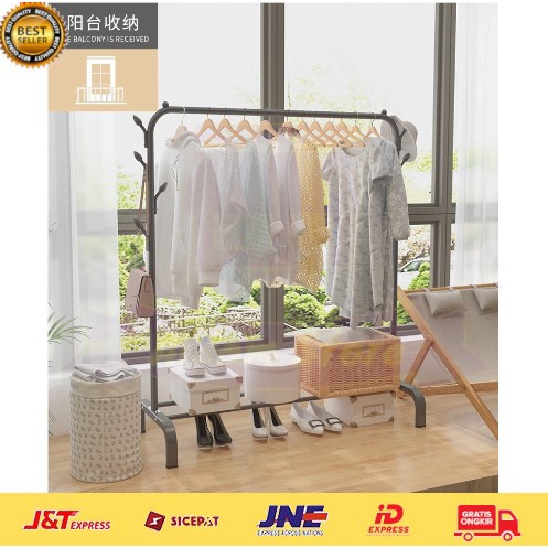 hanger Stand Hanger Single Gantungan Baju Besi Jemuran Pakaian Portable(O0C3) hanger baju aesthetic 