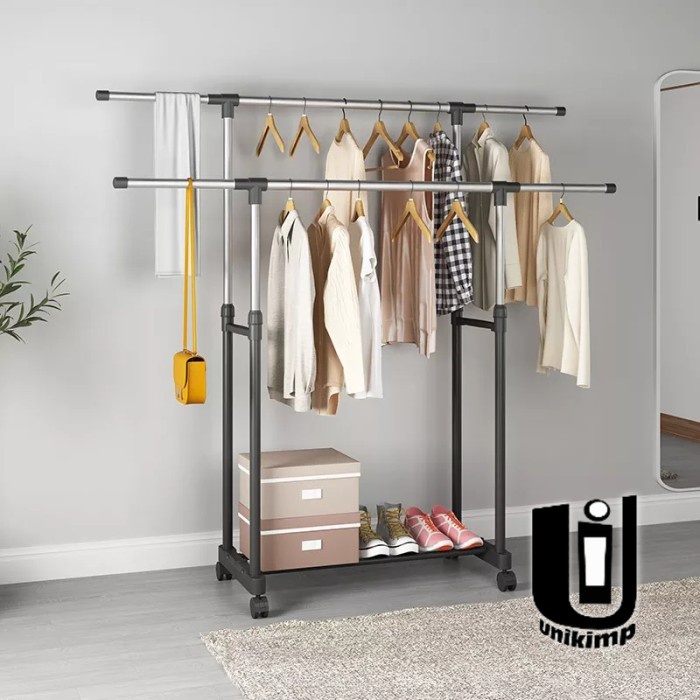 hanger Rak besi gantungan baju Stand hanger multifungsi sepatu 3 susun HS105 - X25(X0K9) stand hange