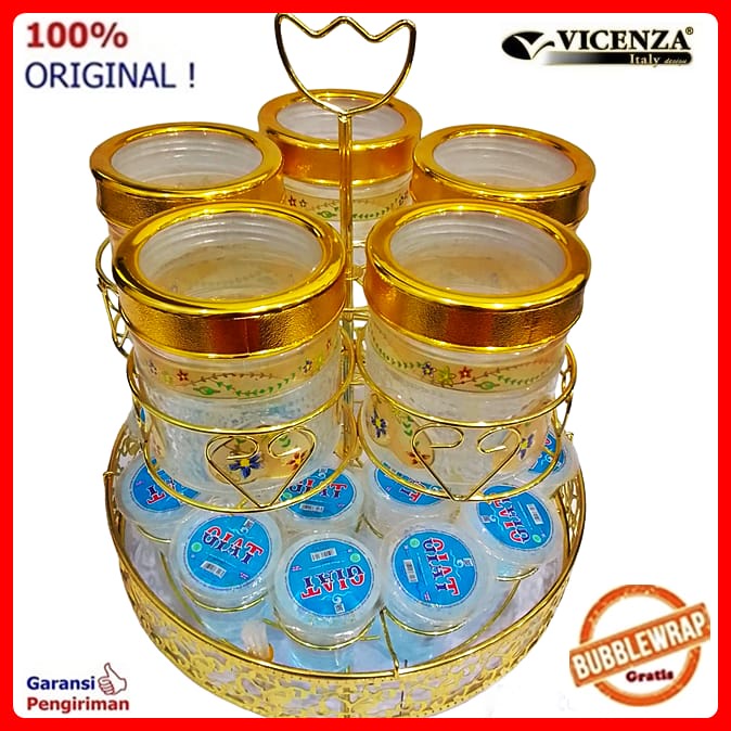 Toples Kaca Toples Lebaran Set Toples Rak Putar Vicenza 3 Dan 5 Toples