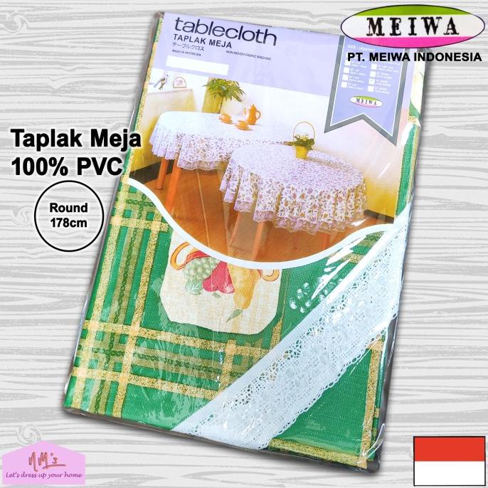 Meiwa Taplak Meja makan round bulat transparan plastik pvc bening NMs