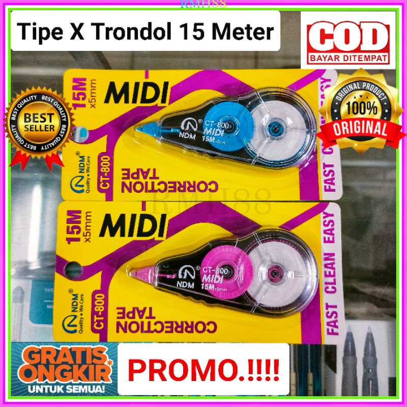 

Correction Tape 15meter / Tipex Trondol / Tipex Kertas