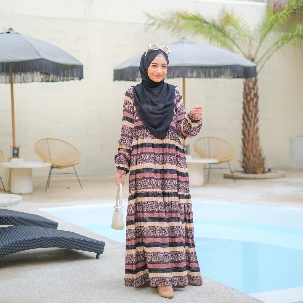 Ladybydiana NADA SHABBYCHIC DRESS Gamis Remaja Untuk Lebaran Bahan Rayon Twill  Busui Friendly