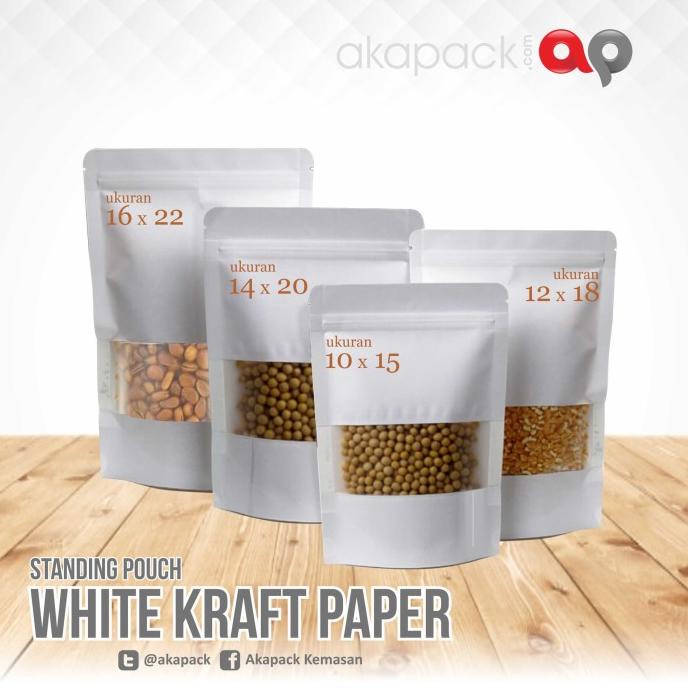 

Silahkan Order] Kemasan Pouch Kraft Putih + Zipper 10 x 15