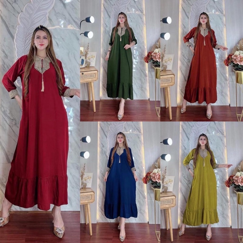 KAFTAN TSAMIRA VIRAL DRESS RENDA FREE BELT