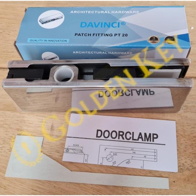 Jepitan Penjepit Pintu Kaca Patch Fitting Davinci Pt 20 Pss Kilap