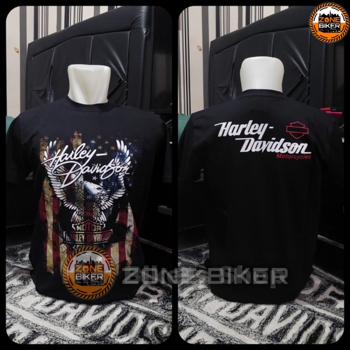 Terlaris Kaos Baju Motor Bikers Motif Harley Davidson Hd Premium Orange Ori