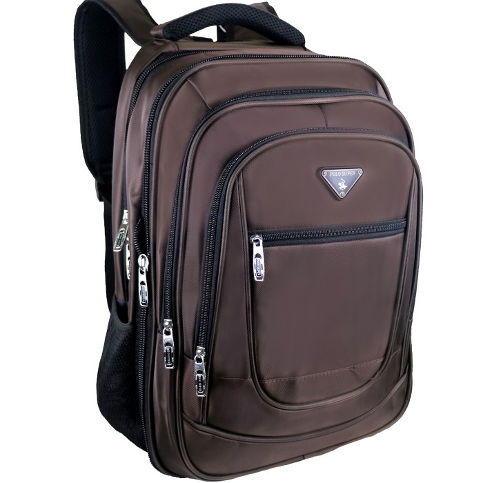 Tas ransel POLO SUPER Tas Pria Ransel Laptop Backpack Import Waterproof Original - Cokelat(M1C3) tas