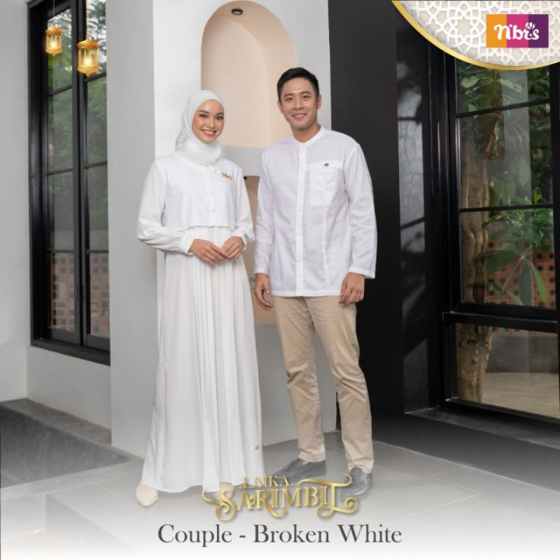 NIBRAS SARIMBIT LAIKA BROKEN WHITE SET COUPLE KELUARGA