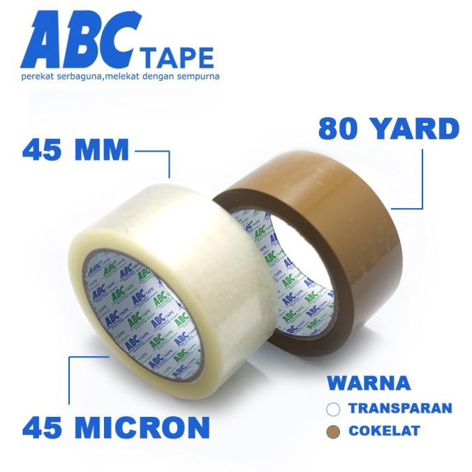 

Lakban ABC Tape Lebar 45 mm - Tebal 45 Micron - Panjang 80 Yard onderdil 54PR23