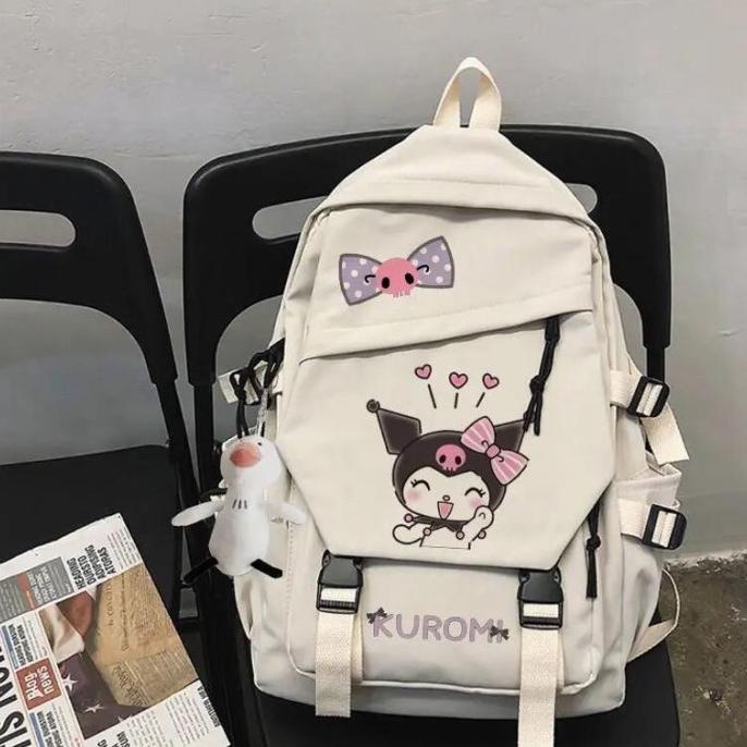 ASLI COD Tas Ransel Anime Kuromi Monokuma Ransel Wanita Warna Solid