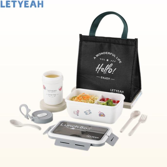 Letyeah 1400Ml Diy Stiker Lunch Box Set Kotak Bekal Makan Cangkir Sup