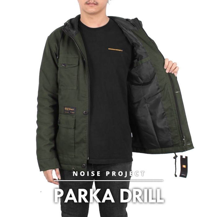 Terlaris JAKET PARKA PRIA JAKET PARKA DRIL NOISE ORIGINAL WOLV JAKET PARKA ARMY - hijau army, M