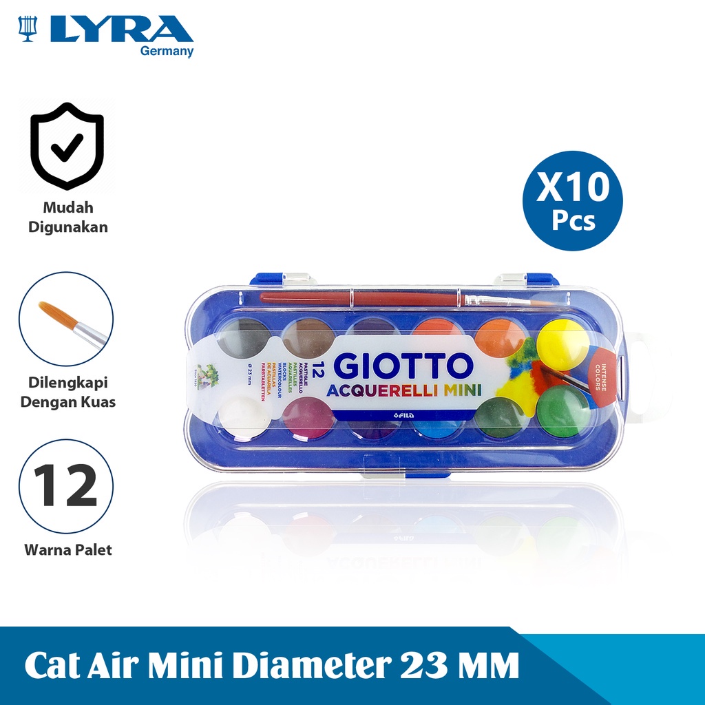 

Giotto Cat Air Mini Combo 10 Pcs 23 Mm 12 Warna Acquerelli Mini Watercolor Dengan Kuas Lyr-352300