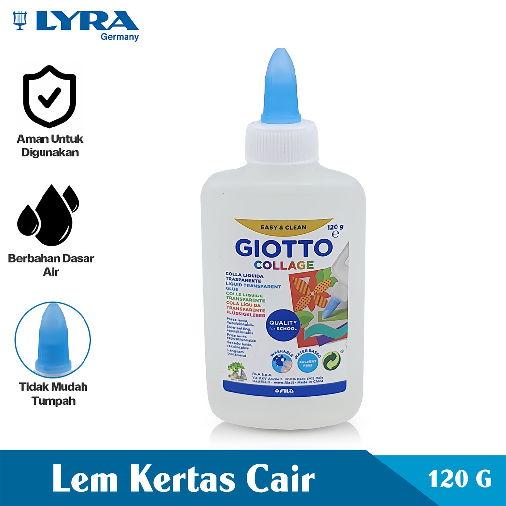 

Giotto Lem Kertas Cair 120 Gram Collage Glue Paper Glue Peralatan Sekolah / Kantor Lyr-541300