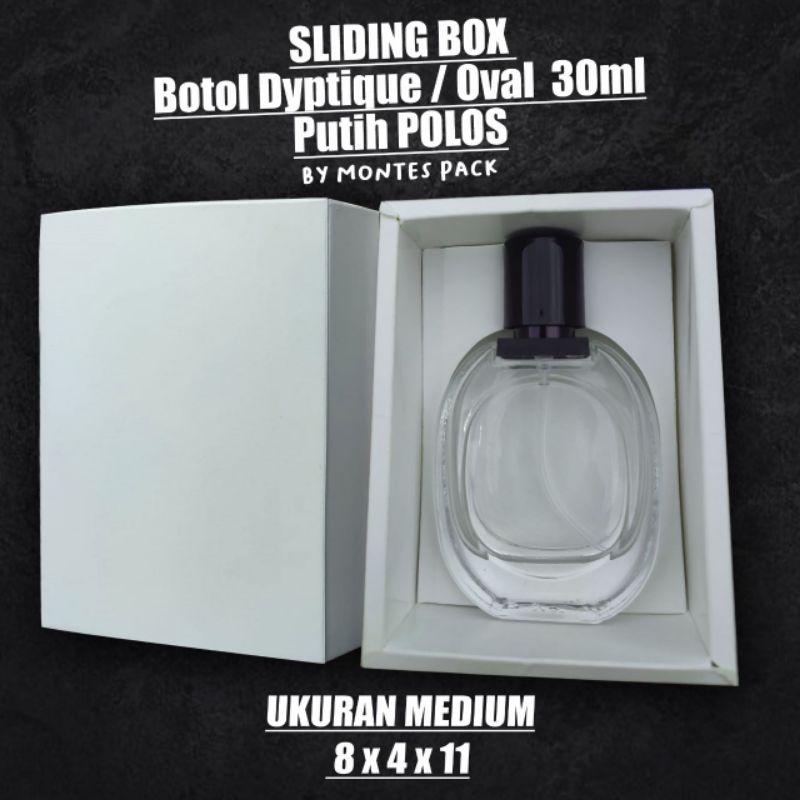 

BOX SLIDING PUTIH untuk Botol OVAL 30ml / Sliding box botol dyptique OVAL 30ml