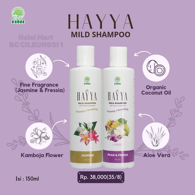 HAYYA Shampo Pear & Fresia - HAYYA Shampo Jasmine - HNI HPAI