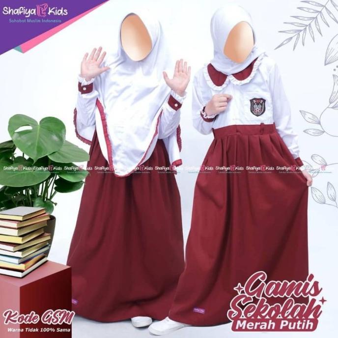 Seragam SD Merah Putih Model Gamis Brand Shafiya Kids