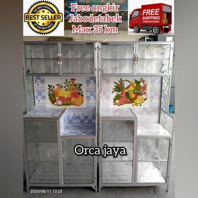 Lemari rak piring 2 pintu aluminium