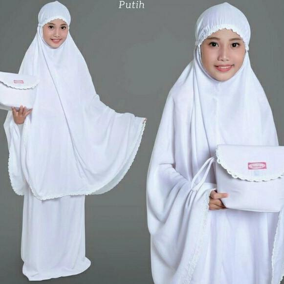 Mukena Anak Tanggung 12-17th Putih Polos Renda / Mukena Anak SMP SMA
