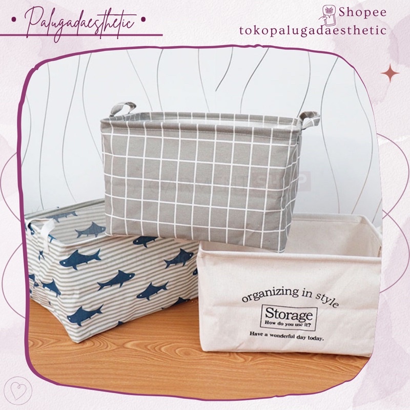 [SAMARINDA] Keranjang Baju Canvas Persegi Panjang Tempat Baju Kotor