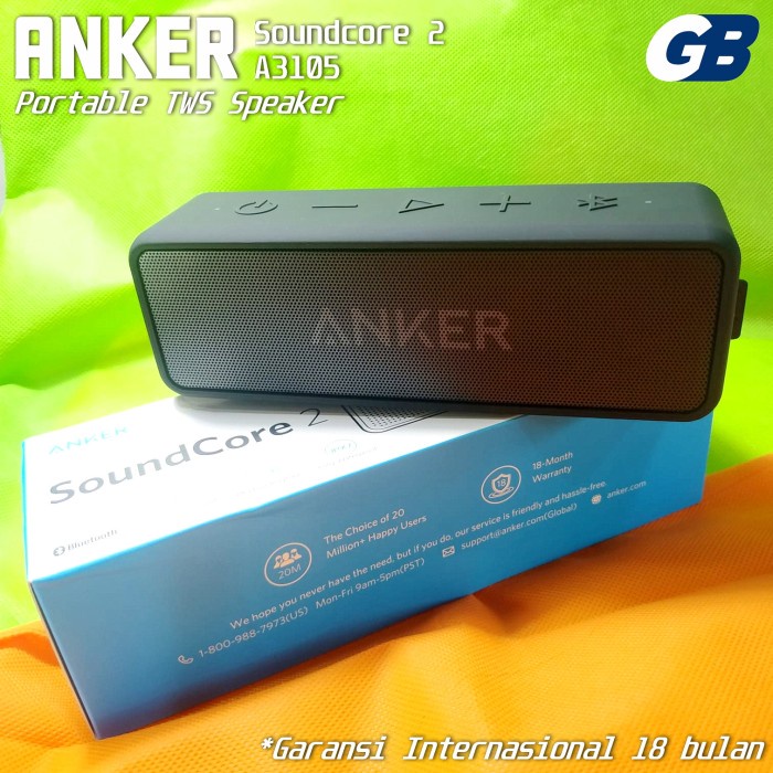 Anker Soundcore 2 IPX5 Wireless Portable Bluetooth Speaker TWS