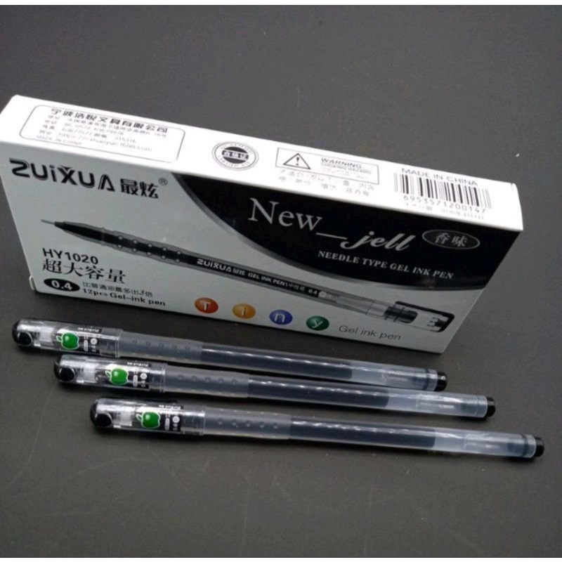 

SALE) 12 PCS PULPEN BOLPOIN NEW JELL / NEW GEL ZUIXUA HITAM 0.4 MM