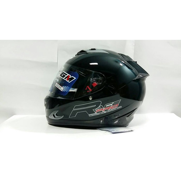Helm GM Race Pro 2 BLACK Glass Hitam Full Face Double Visor