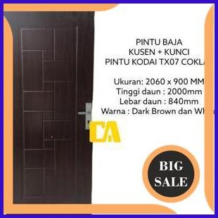 PINTU BAJA + KUSEN + KUNCI PINTU KODAI TX07 COKLAT perkakas 54PR23