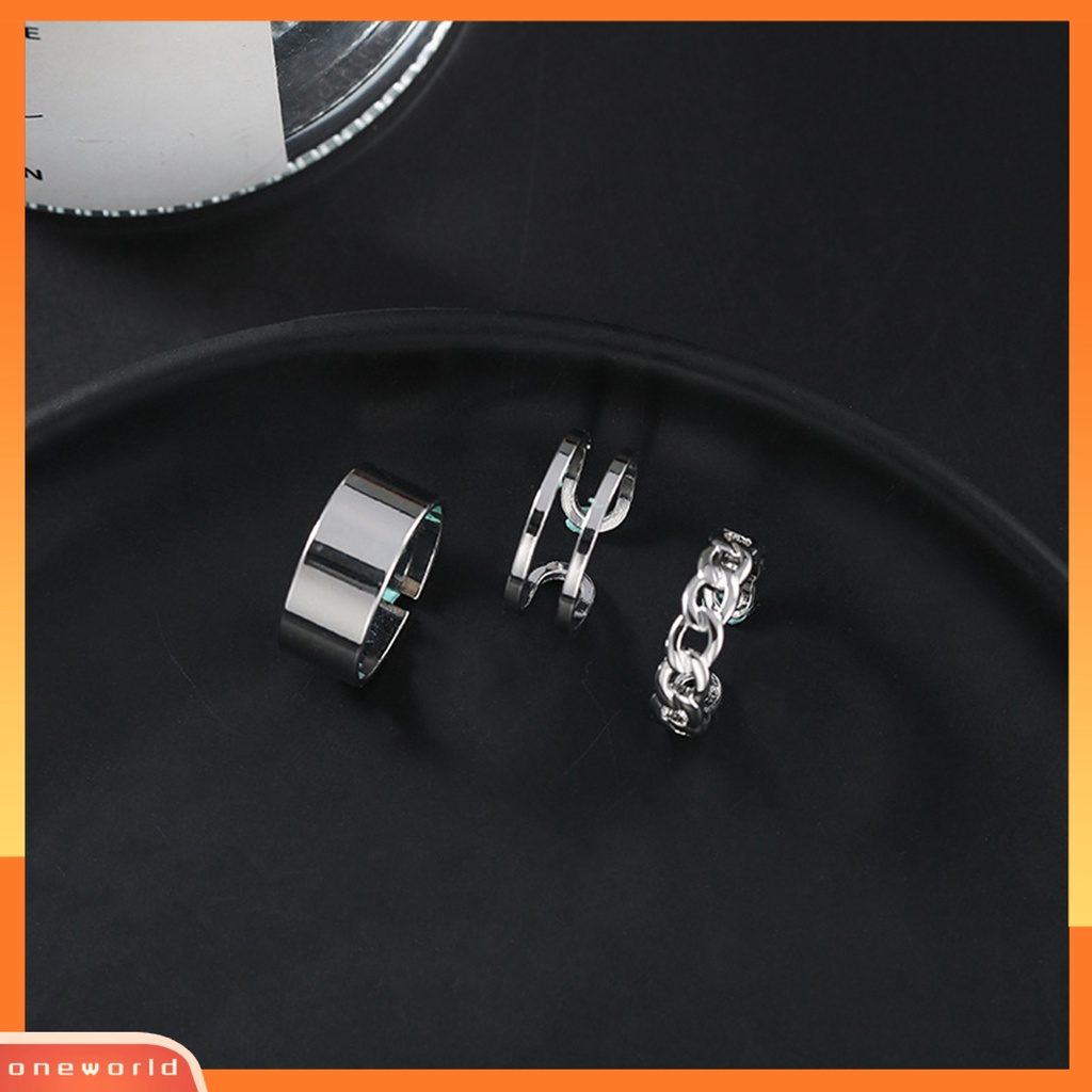 3pcs / Set Cincin Knuckle Model Terbuka Dapat Disesuaikan Untuk Aksesoris Perhiasan