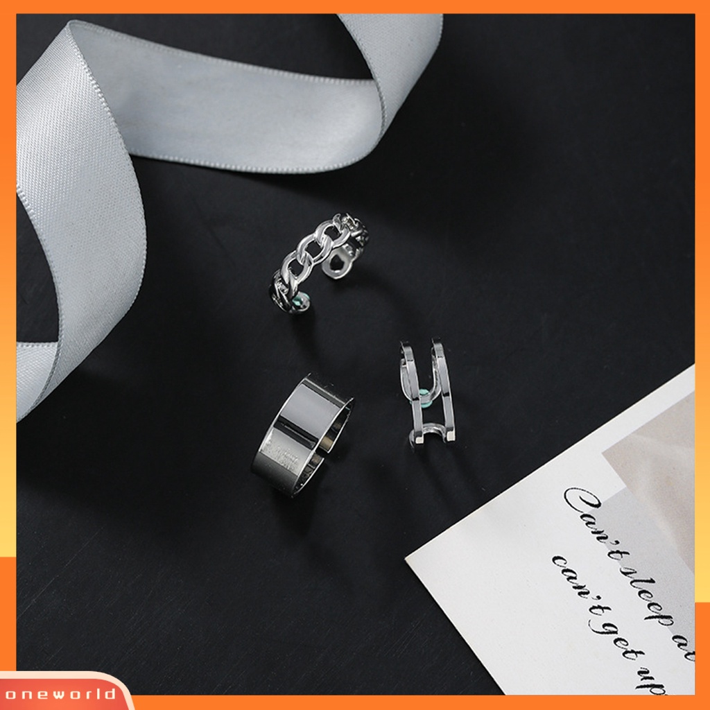 3pcs / Set Cincin Knuckle Model Terbuka Dapat Disesuaikan Untuk Aksesoris Perhiasan