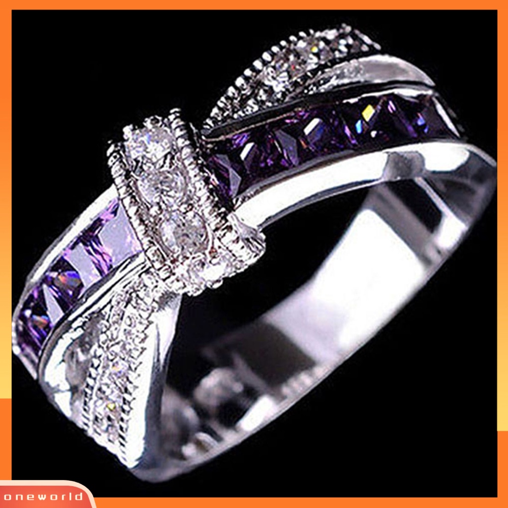 {oneworld} Cincin Berlian Imitasi Hias Hias Alloy Desain Silang Finger Band Untuk Pesta