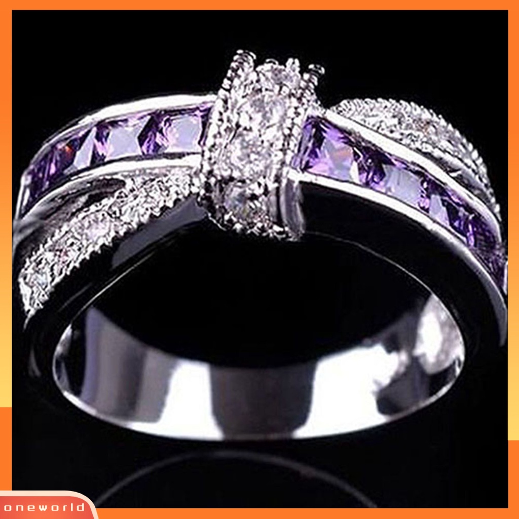 {oneworld} Cincin Berlian Imitasi Hias Hias Alloy Desain Silang Finger Band Untuk Pesta