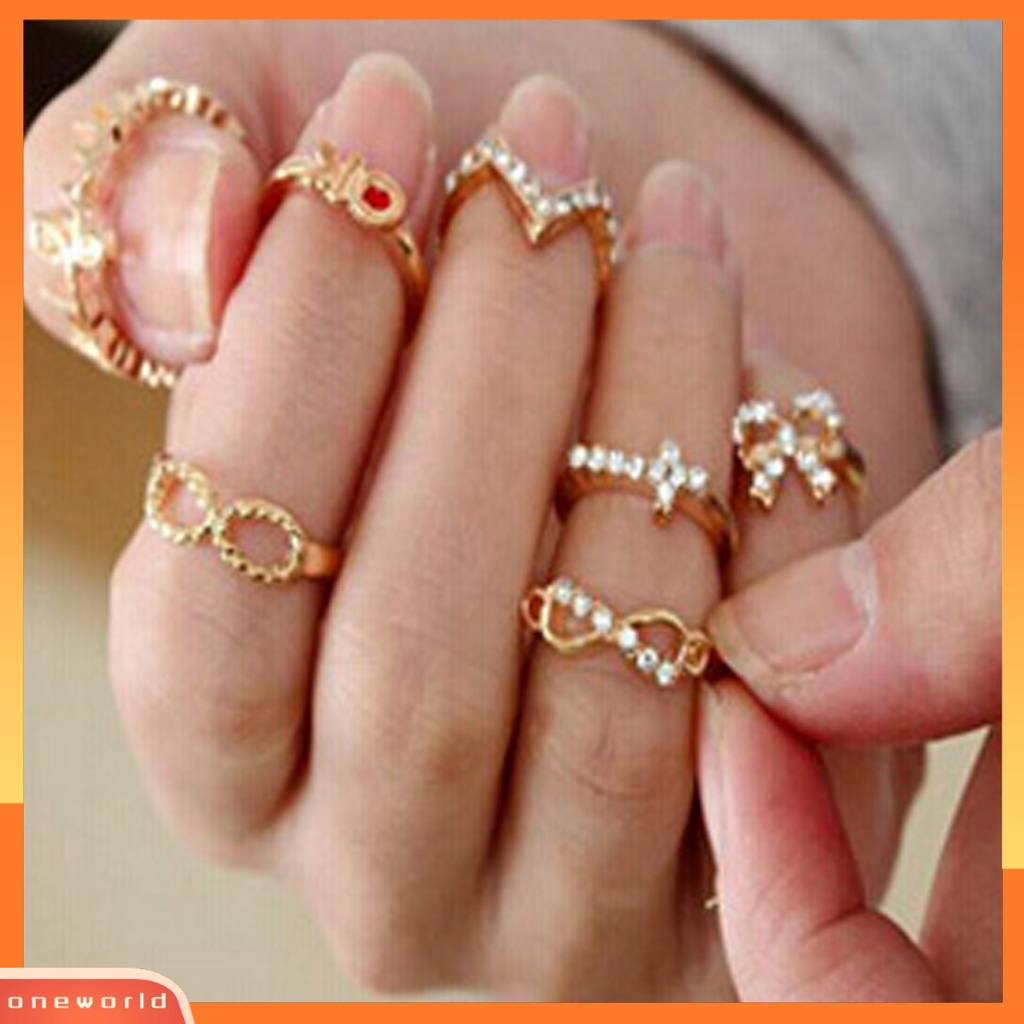 7pcs Cincin Midi Bentuk Kupu-Kupu Bahan Alloy Untuk Pesta