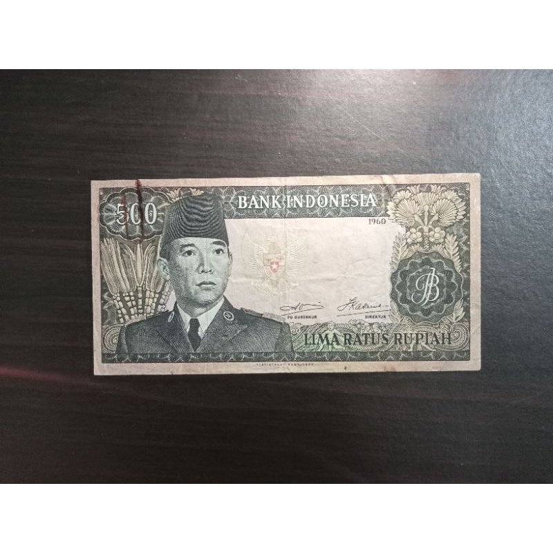 500 rupiah seri Sukarno 1960 vf hole karat