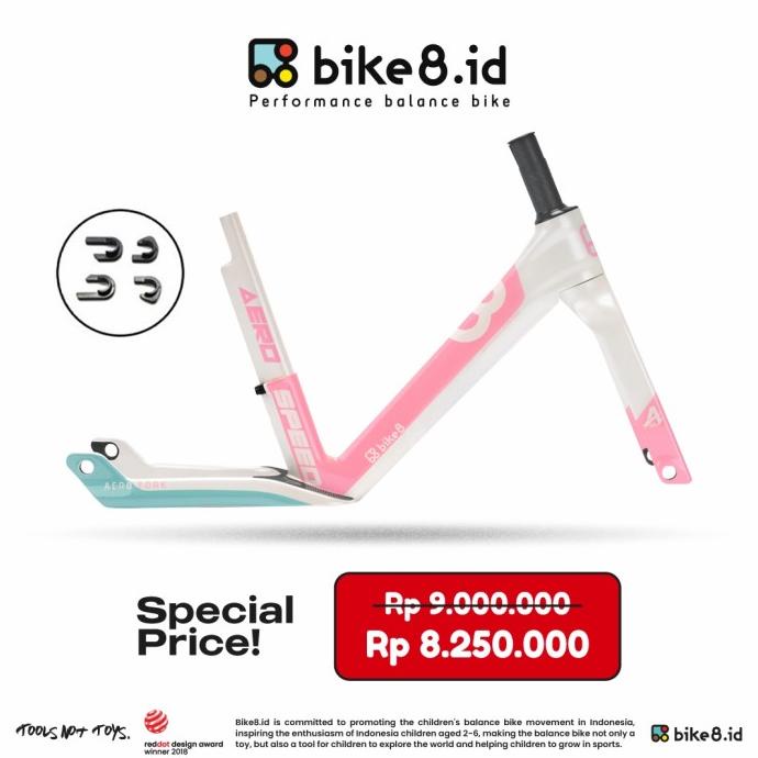 Frame Bike8 Carbon Fiber Balance Push Bike - Sepeda Anak - White Pink Store_Lorray