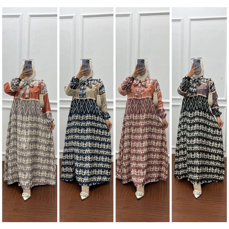Gamis maxmara silk nanin Alia ruby Annisa fashion kilap velvet satin saten satin roberto cavali