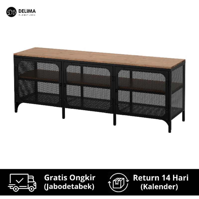 Rak TV Minimalis Meja TV Industrial 150cm - Hitam