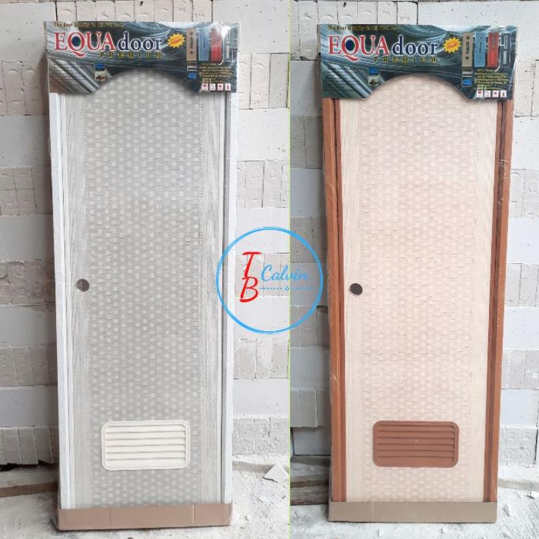 GOSEND Pintu Kamar Mandi PVC / Pintu PVC Motif merek EQUADOOR kusen Maspion PVC tanpa kaca (Kunci Bulat)