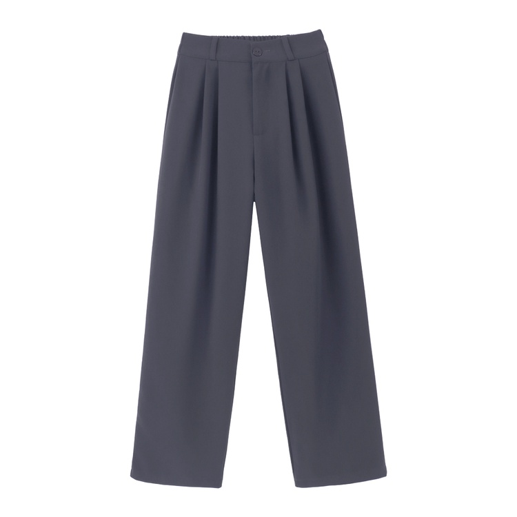 Red Pinggang tinggi menggantungkan lurus kasual celana wanita musim panas baru longgar abu-abu setelan celana sempit versi lebar kaki celana panjang celana panjang