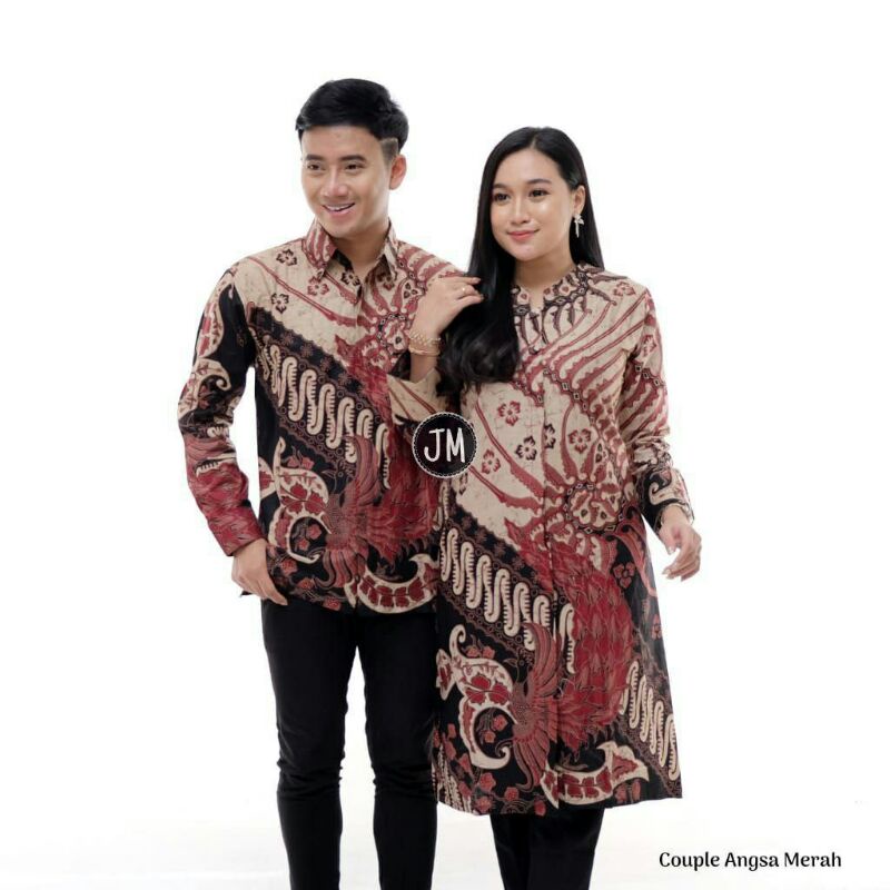 Dres Batik Wanita Dres Couple Pasangan Batik Dres Tunik Batik Wanita Atasan Merah Wanita Baju Batik