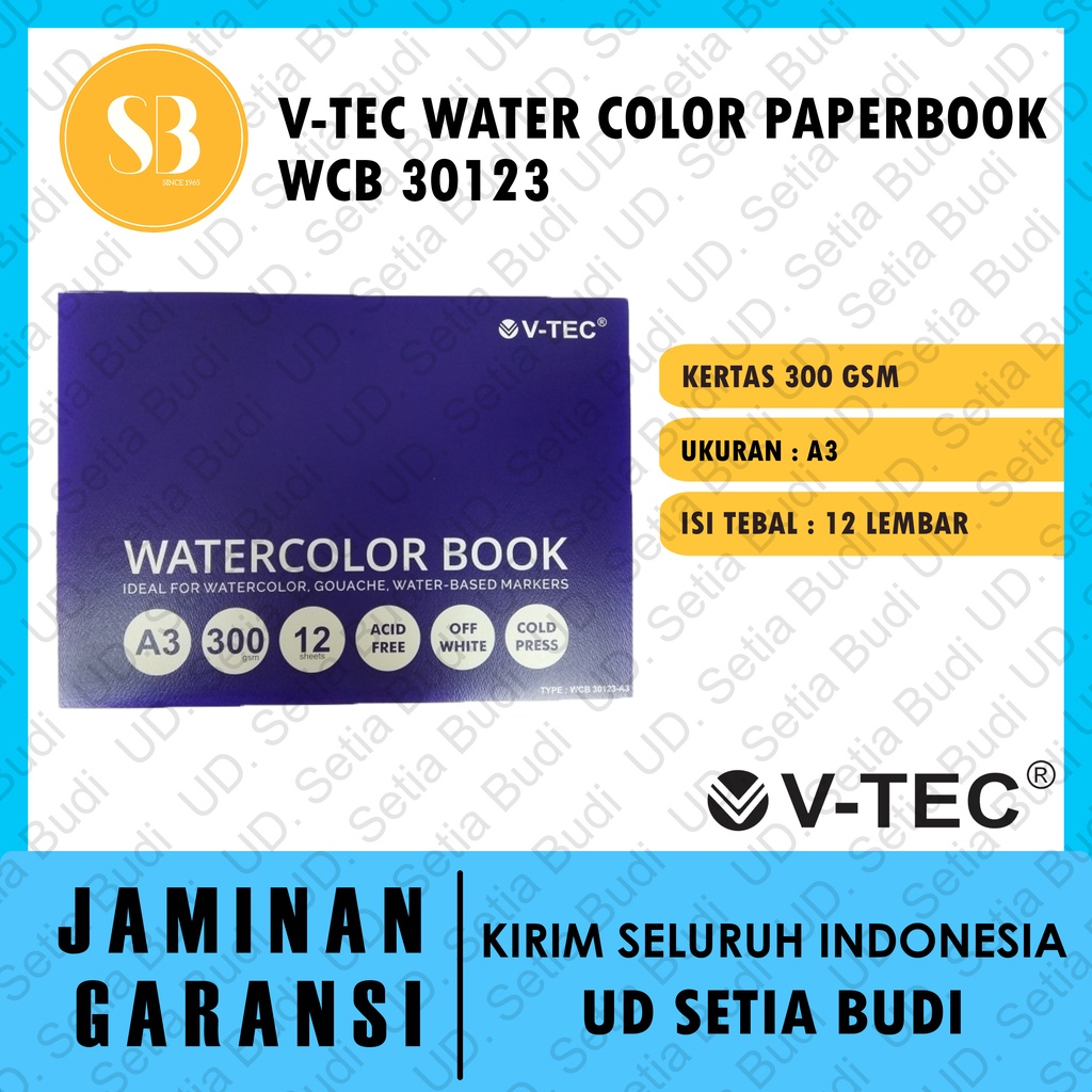 V-Tec Watercolor Book A3 300GSM Cold Pressed WCB 30123