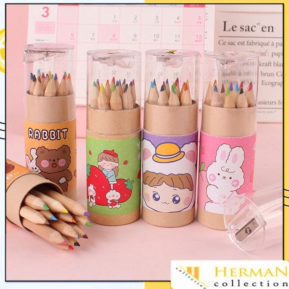

HC Pensil Warna 12 IN 1 + Serutan Pensil Color Pencils Quality Pensil Warna Karakter Kemasan Tabung Murah Import