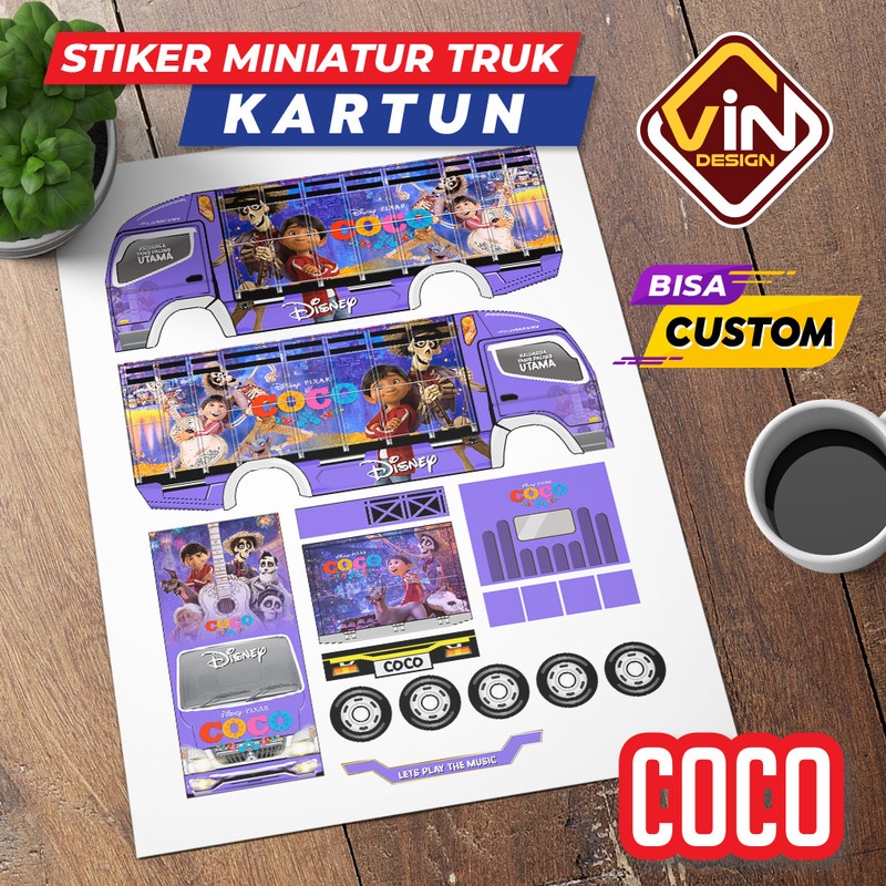 STIKER MINIATUR TRUK / COCO / KARTUN / POLA STICKER MINIATUR TRUCK OLENG