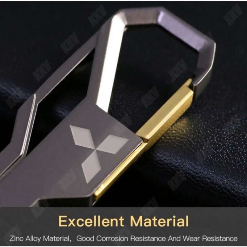Gantungan Kunci Mobil Logo Mitsubishi Bahan Logam Dengan Pengait Carabiner