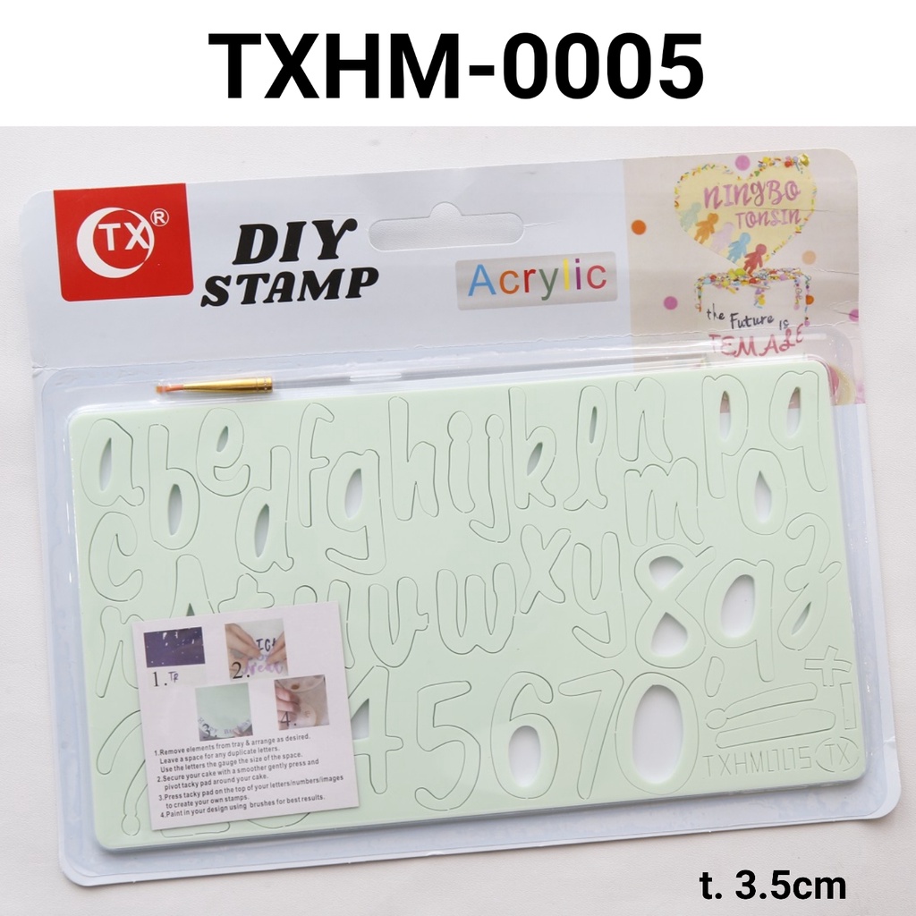 TXHM-0005 Cetakan fondant stamp stempel akrilik huruf kecil angka (CUTTER)