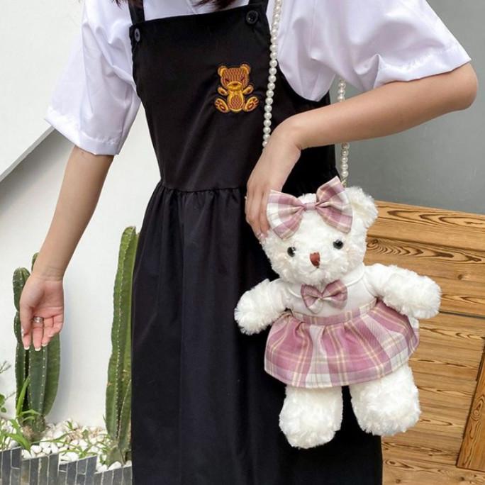 Tas slempang bahu boneka lolita, lolita bear bag