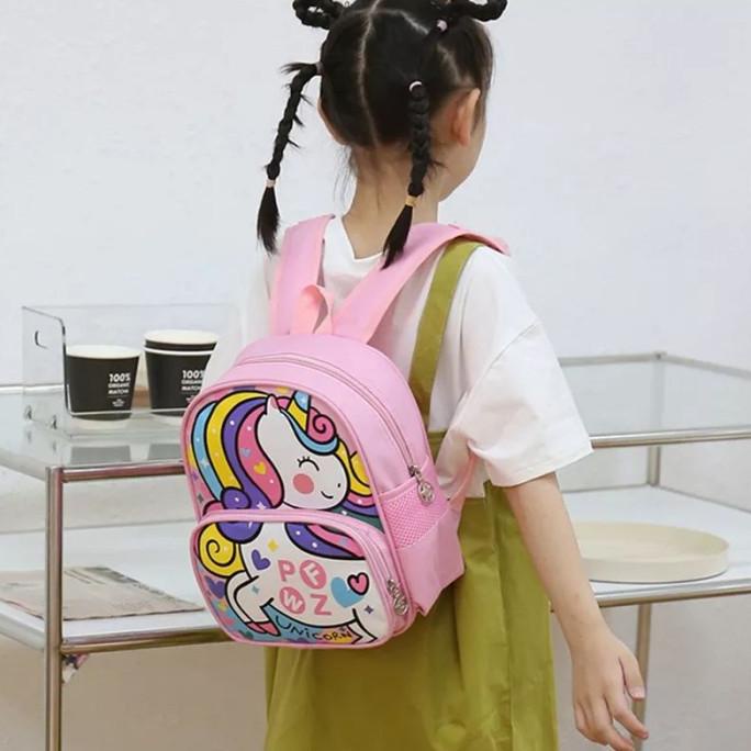 Tas ransel anak-anak motif mobil dan unicorn, tas anak laki-laki