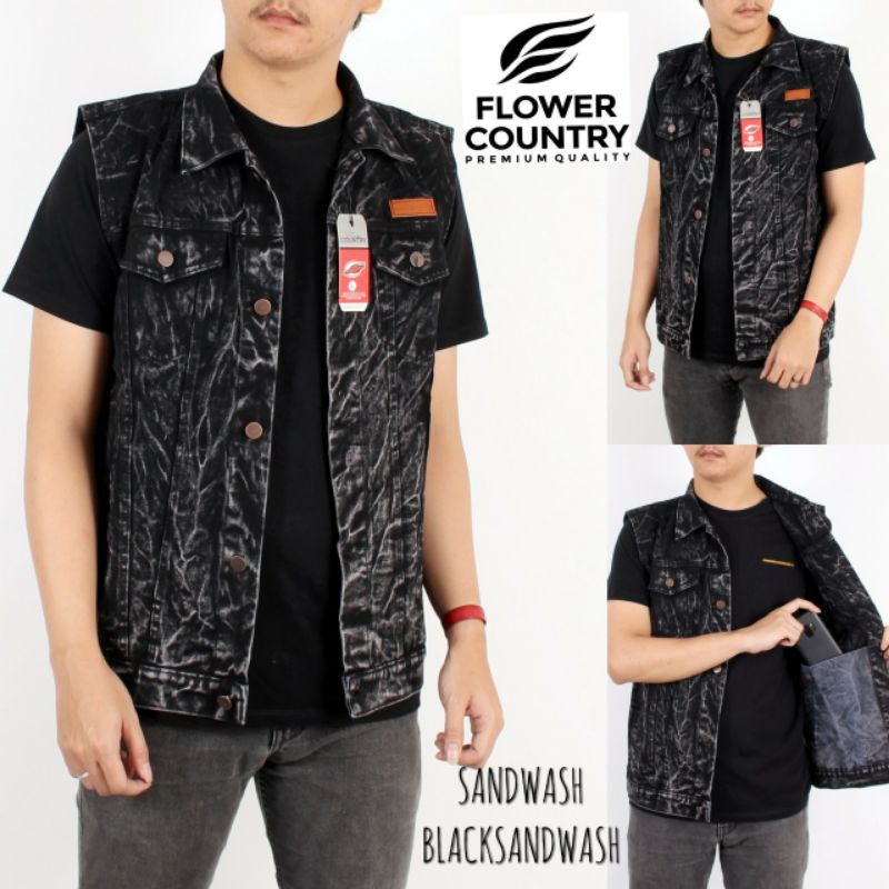 TERBAIK rompi jeans sandwash pria / rompi pria / rompi / vest pria / rompi jeans / fashion pria