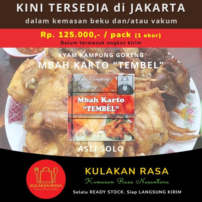 

Promo AYAM KAMPUNG GORENG MBAH KARTO "TEMBEL" asli dari Sukoharjo, Solo